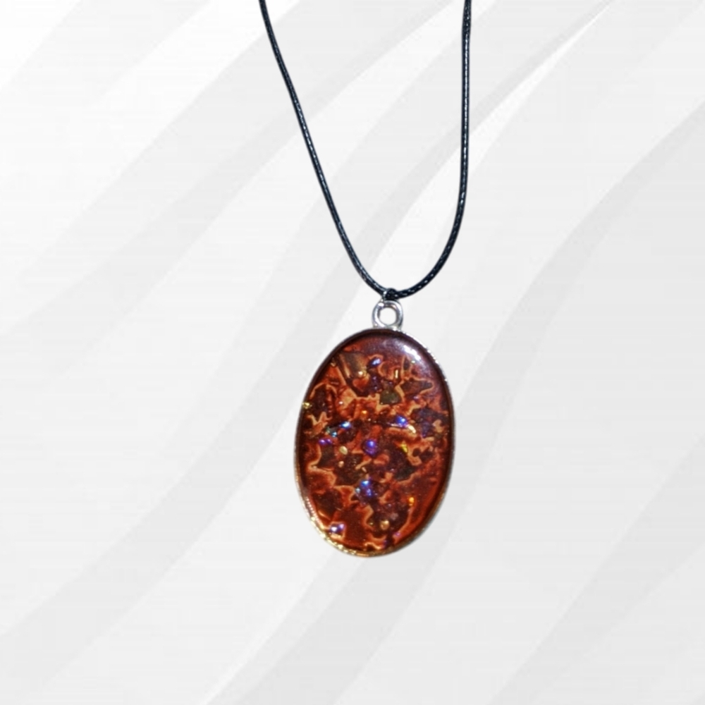 Vibrant Colors Silver Tone Pendant with Black Cord Necklace. NWOT